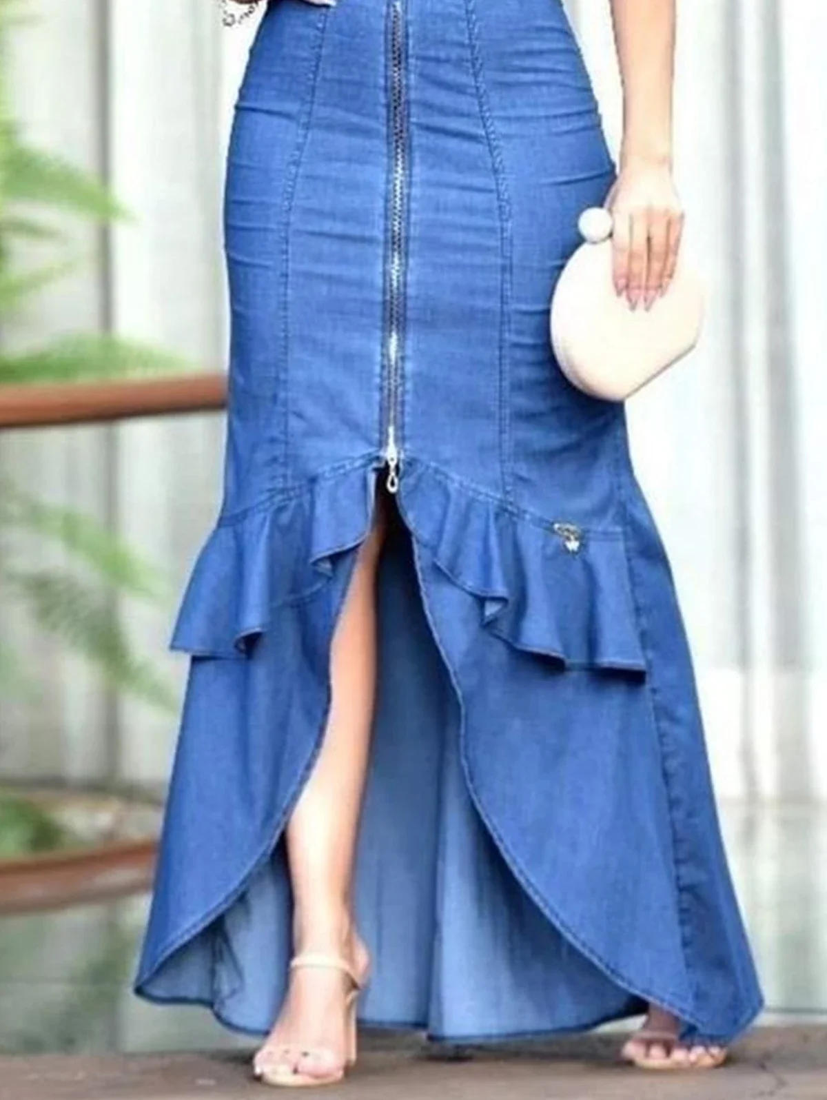 Plus Size Boat Neck Short Sleeved Vestido Summer Lady Elegant Robes Women Fashion Plain Tulip Hem Maxi Denim Bodycon Dress