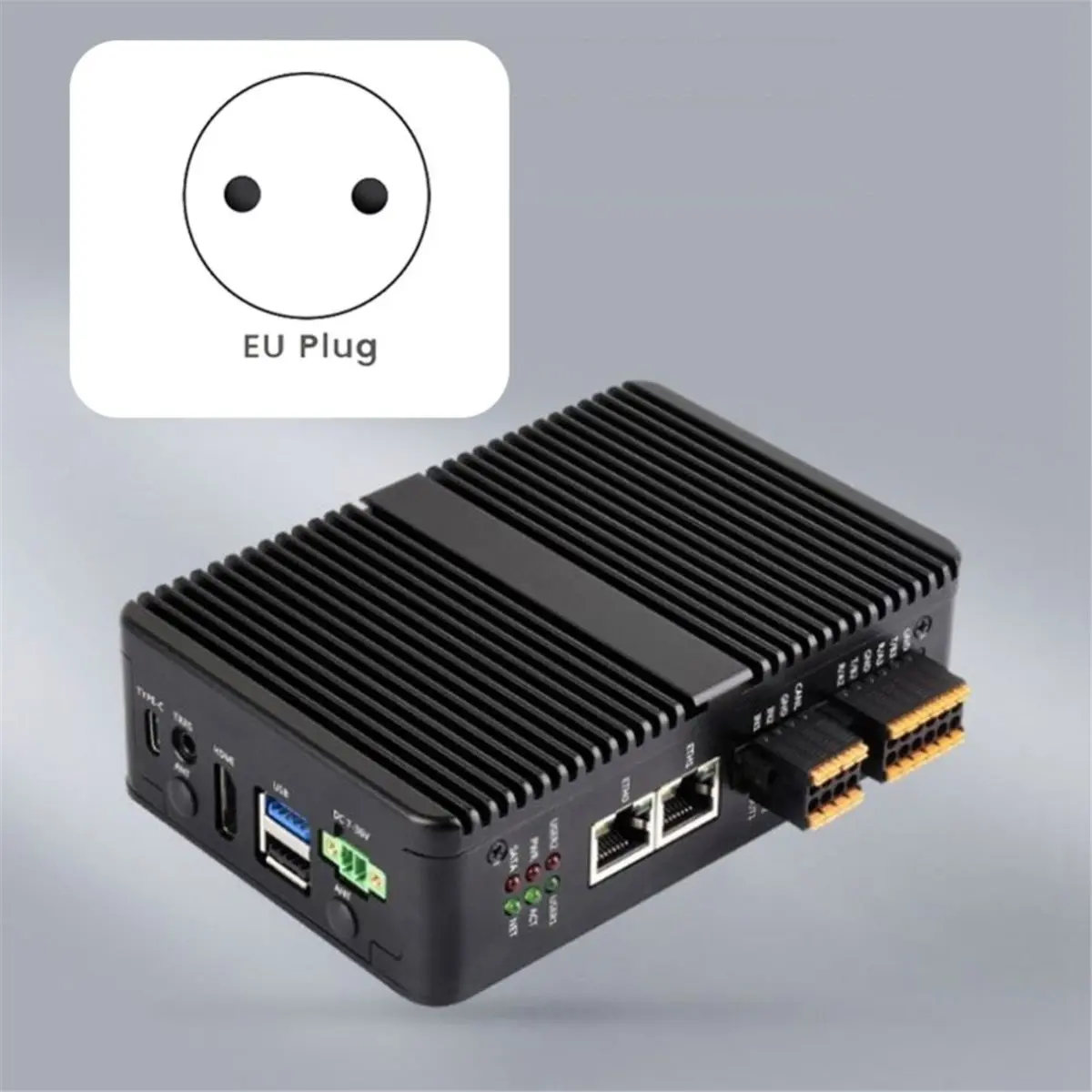 [AC18 Digital]/ Gigabit 2.5G Dual Port Industrial Computer 2 X RS485+2 X RS232 for CM5 Dual 4K Output Access to 4G/5G EU