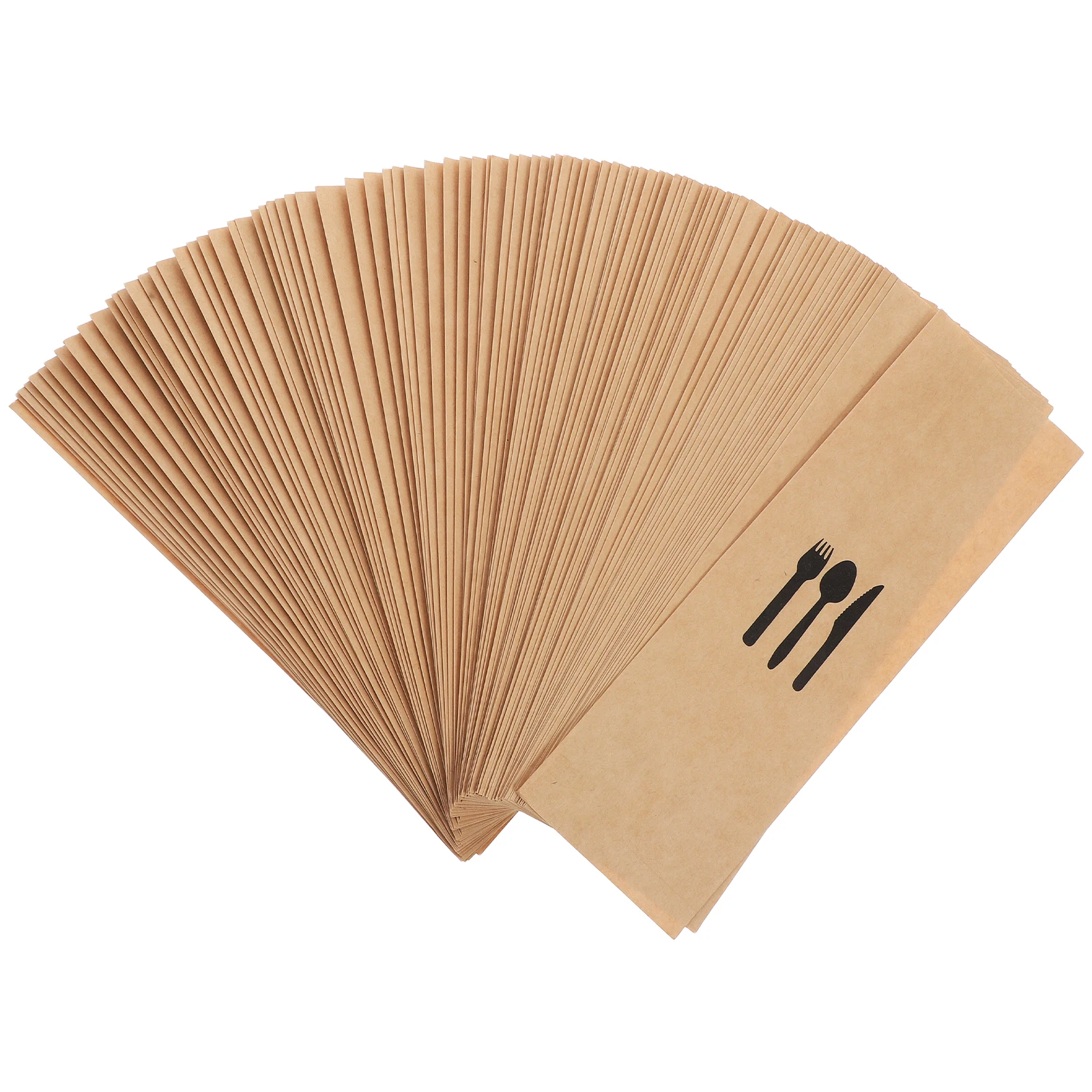 

100pcs Kraft Paper Cutlery Holders Disposable Tableware Pockets For Wedding Party Banquet Hotel Dining Table Cutlery Storage
