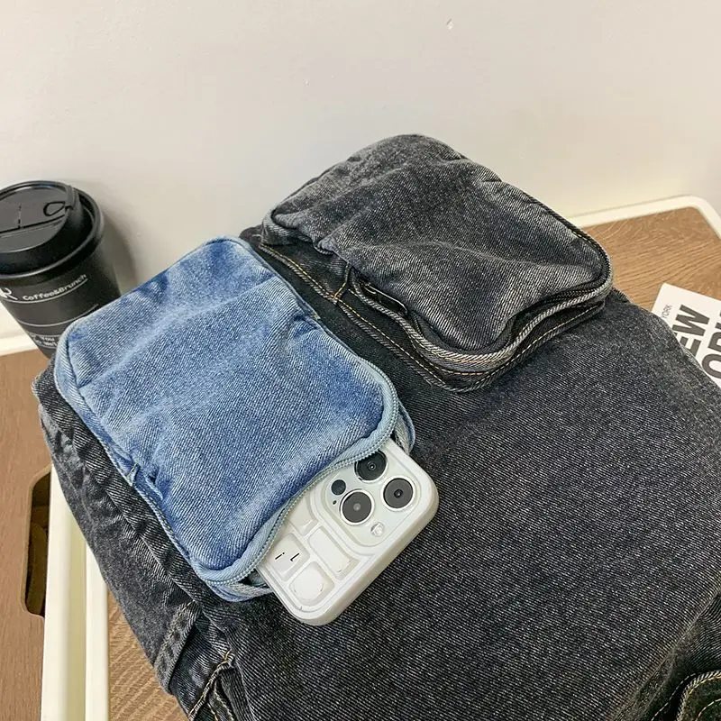 Washed Denim Backpack Gradient Color Fashion Simple Casual High-Capacity Backpack Vintage