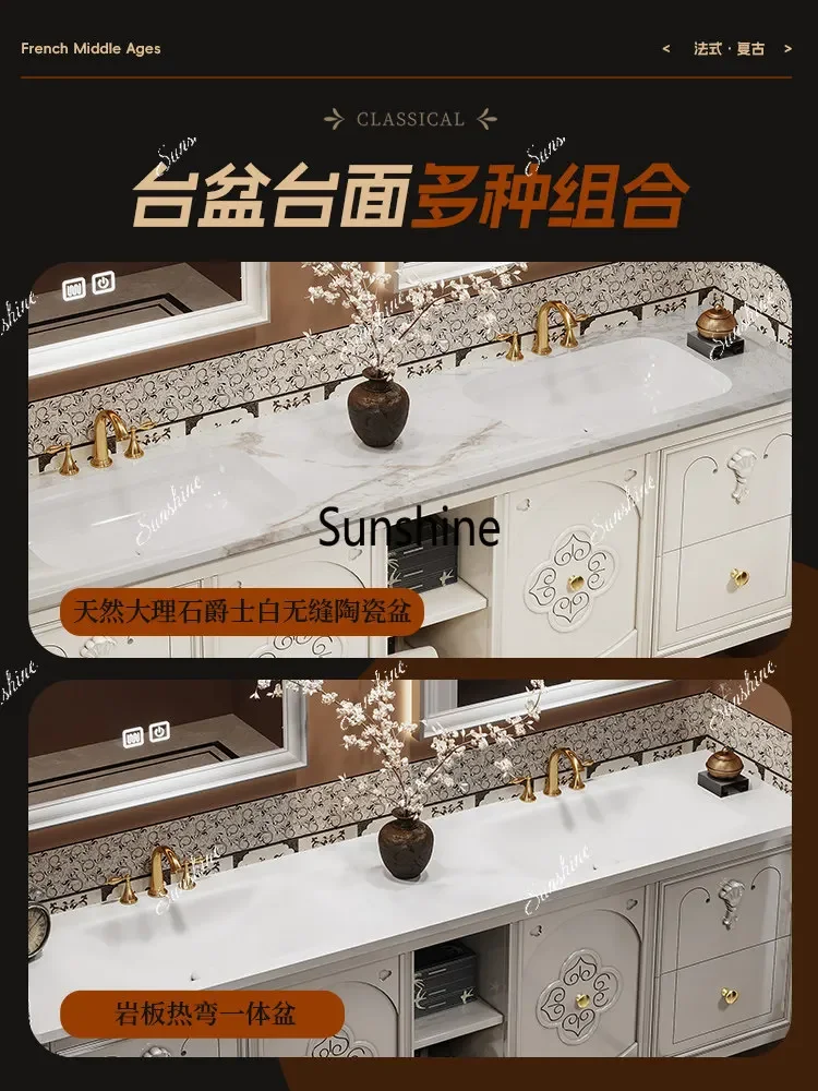 French style, bathroom cabinet combination, double basin, large size toilet sink, high-end.TJ