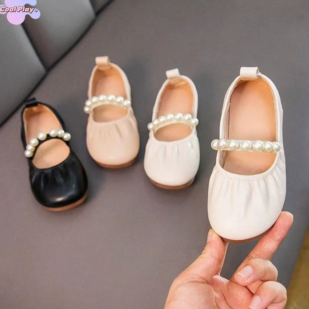 

Fashion Sweet Children Leather Shoes Soft Soled Pearl Mary Jane Shoe Lightweight Slip-on Style Kids Casual Flats Autumn