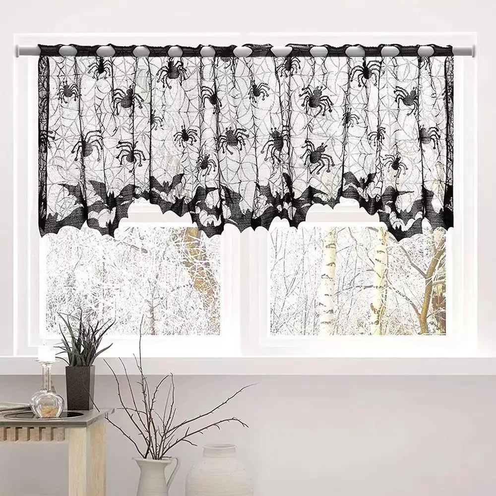 Halloween Black Lace Spider Web Decor Multi-use Lamp Shade Cover Tablecloth for Home Dining Table Holiday Party Ornament - view 2