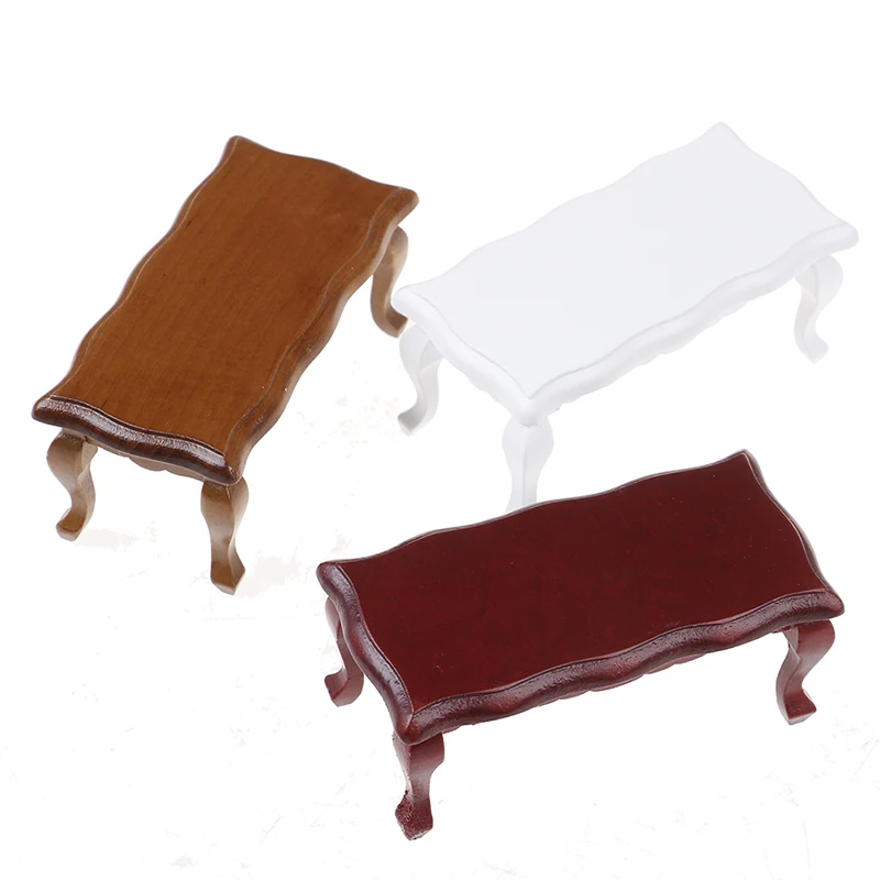 1/12 Dollhouse Miniature Furniture Wave-Edged Wooden Coffe/End Table 3colors