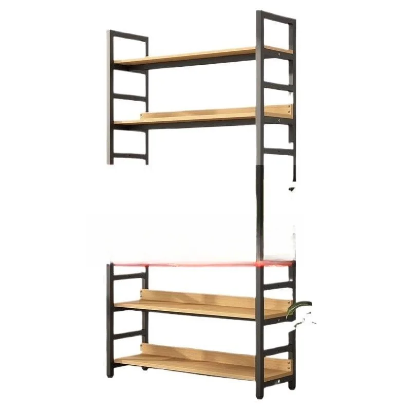 Floor Integrated Wall Bookshelf, Multi-tier Display Storage Rack for Home Living Room & Study