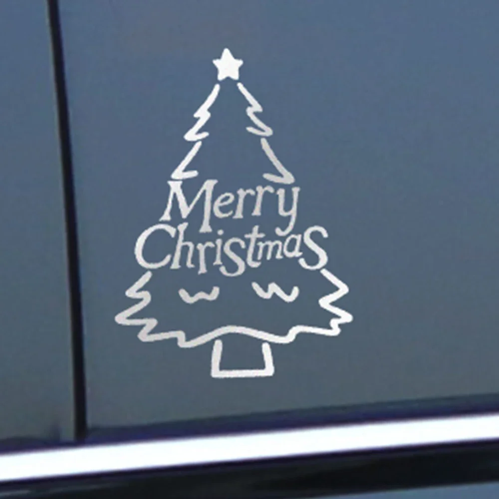 Graphics Merry Christmas Tree Reflective Sticker Car Window Windshield Body Side Decoration Auto DIY Chrismas Decor Decoration