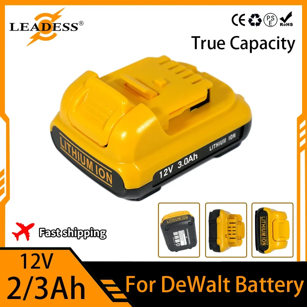 12V 3Ah DCB201 Rechargeable Battery for DeWalt DCB182 DCB120 DCB123 DCB122 DCB127 DCB124 Power Tools Replace Lithium Ion Battery