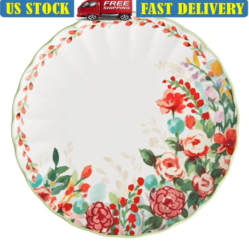 

12-Piece Vintage Ceramic Dinnerware Set Floral Design Dishwasher Safe Dinner Plates Salad Plates Bowls Country Style Dining