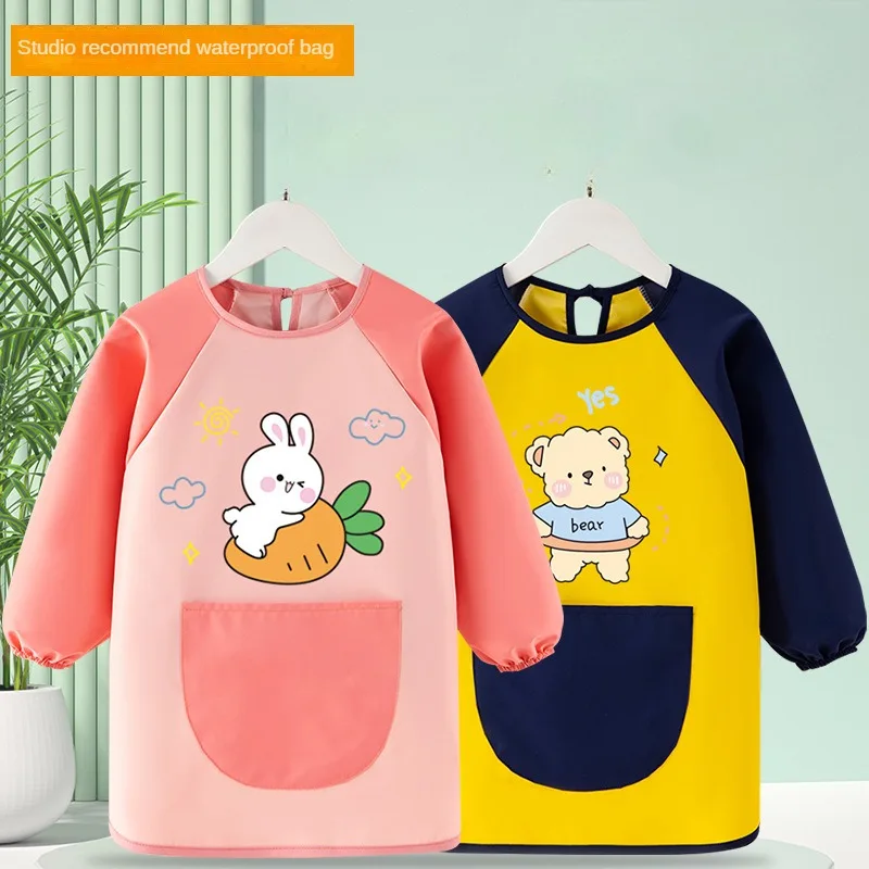 Kids Apron Painting Smock Waterproof Girl Painting Protective Clothing Cover Boy Artist Kindergarten Children Eating Baby Gown