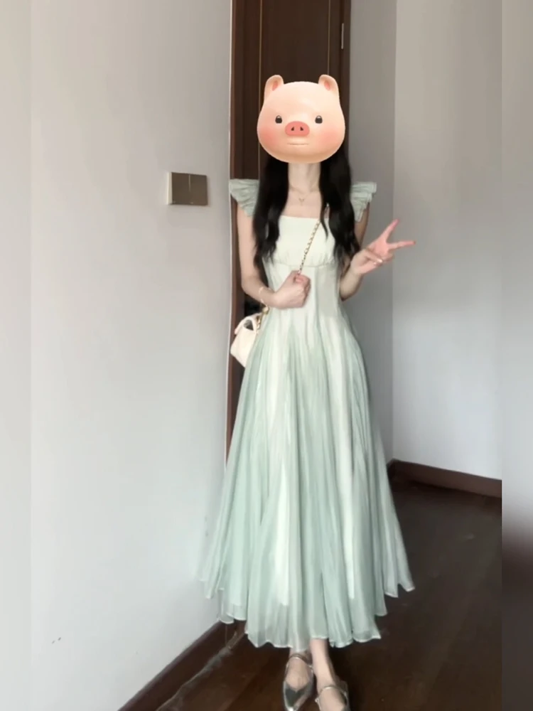 

XZY Fairy T Romantic Mint een Long Dr Women's Summer Waist Cinched Holiday Large Size A-Line Dr Ele Sle