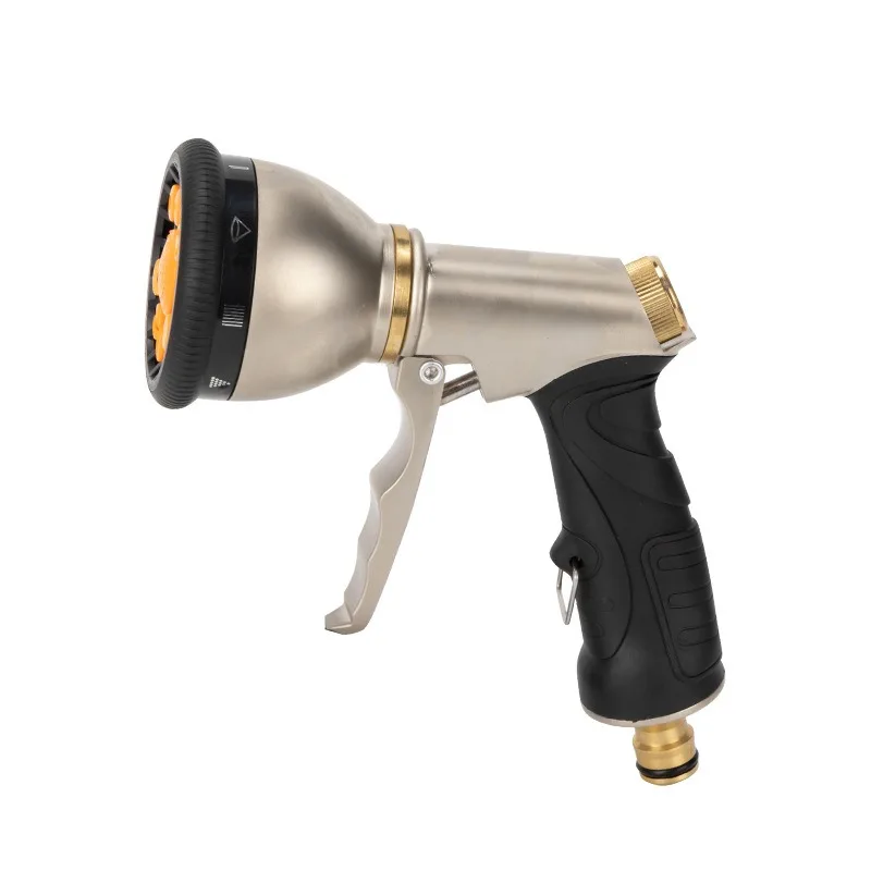 Multi Function Metal Water Sprayer 9 Adjustable Modes Brass Connector Rubber Handle Household Car Cleaning Spray Nozzle Gun Tool