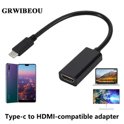 GRWIBEOU USB C to HDMI Adapter 4K 30Hz Cable Type C HDMI for MacBook Samsung Galaxy S10 Huawei Mate P20 Pro USB-C HDMI Adapter