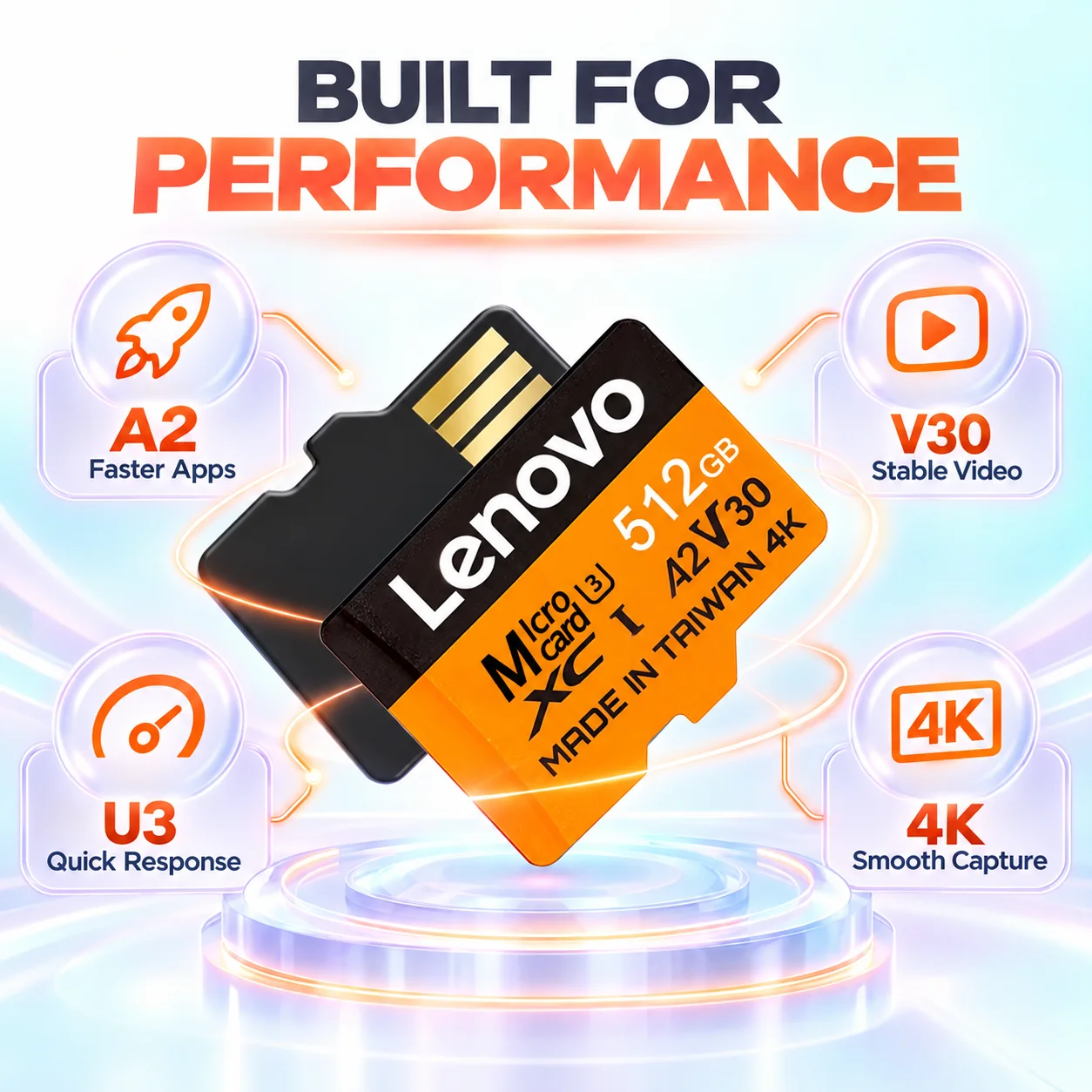 Lenovo High Speed Memory Card Class10 High Capacity V30 Micro SD Card Multiple Sizes For Switch Computer Phone Camera Monitoring