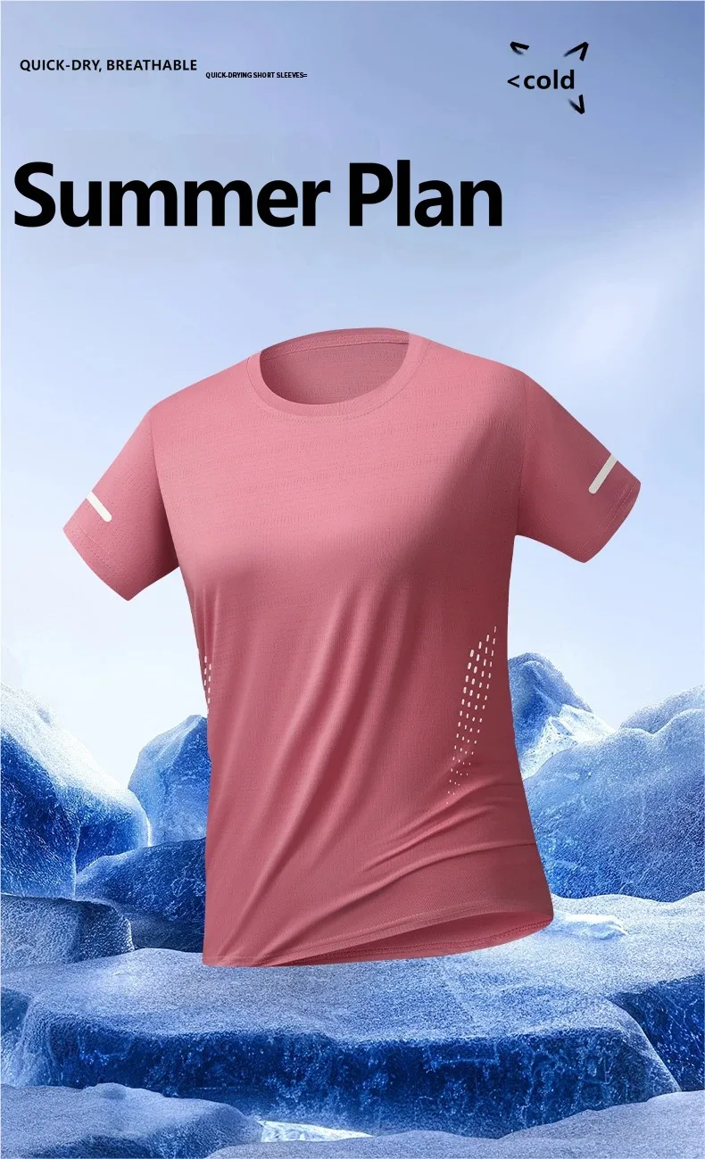 CHRLCK US/EU-Größe Damen Mesh Kurzarm Streetwear Jogging Fitness Einfarbiges Atmungsaktives T-Shirt Damen Reflektierender Streifen T-Shirt – Detail 1