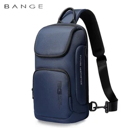 Bange Men's Waterproof Crossbody Bag USB Oxford Anti-theft Shoulder Sling Bag Multifunction Travel Messenger Chest Pack For Male