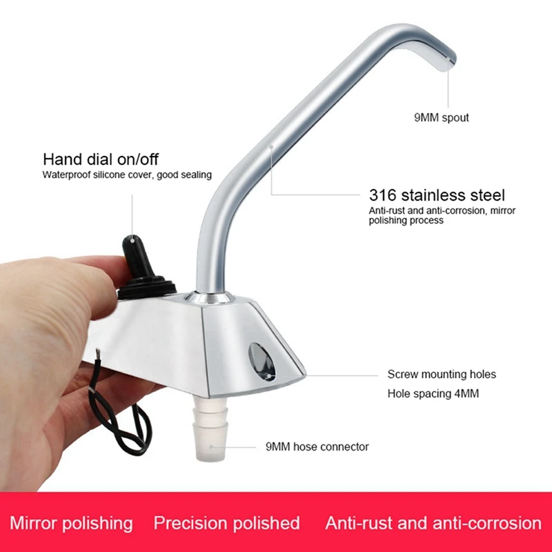 Spout Single Hole Water Faucet Tap RV Marine Kitchen Sink Faucet Tap Camper Caravan Full 360 Degree Rotation Taps 1 Piece Silver