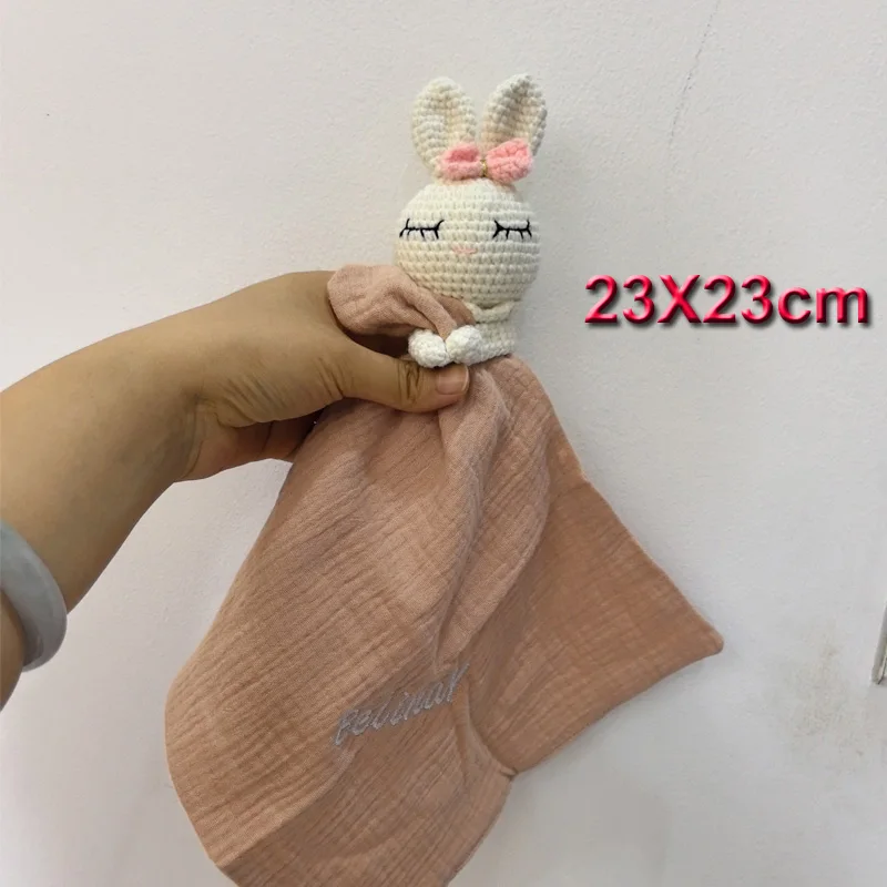 Personalized Animal Lovely Baby Security Blanket Rabbit Baby Nursing Bib Breathable Soother Towel Infant Mood Soothing Drool Bib