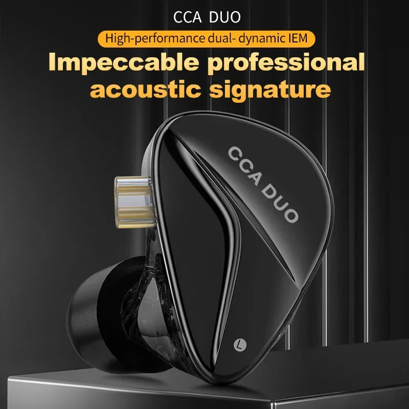 CCA DUO سماعة رأس سلكية معدنية ديناميكية مزدوجة داخل الأذن سماعات أذن HiFi Bass سماعات أذن عالية الأداء PR2 PR1 ZS10PROX
