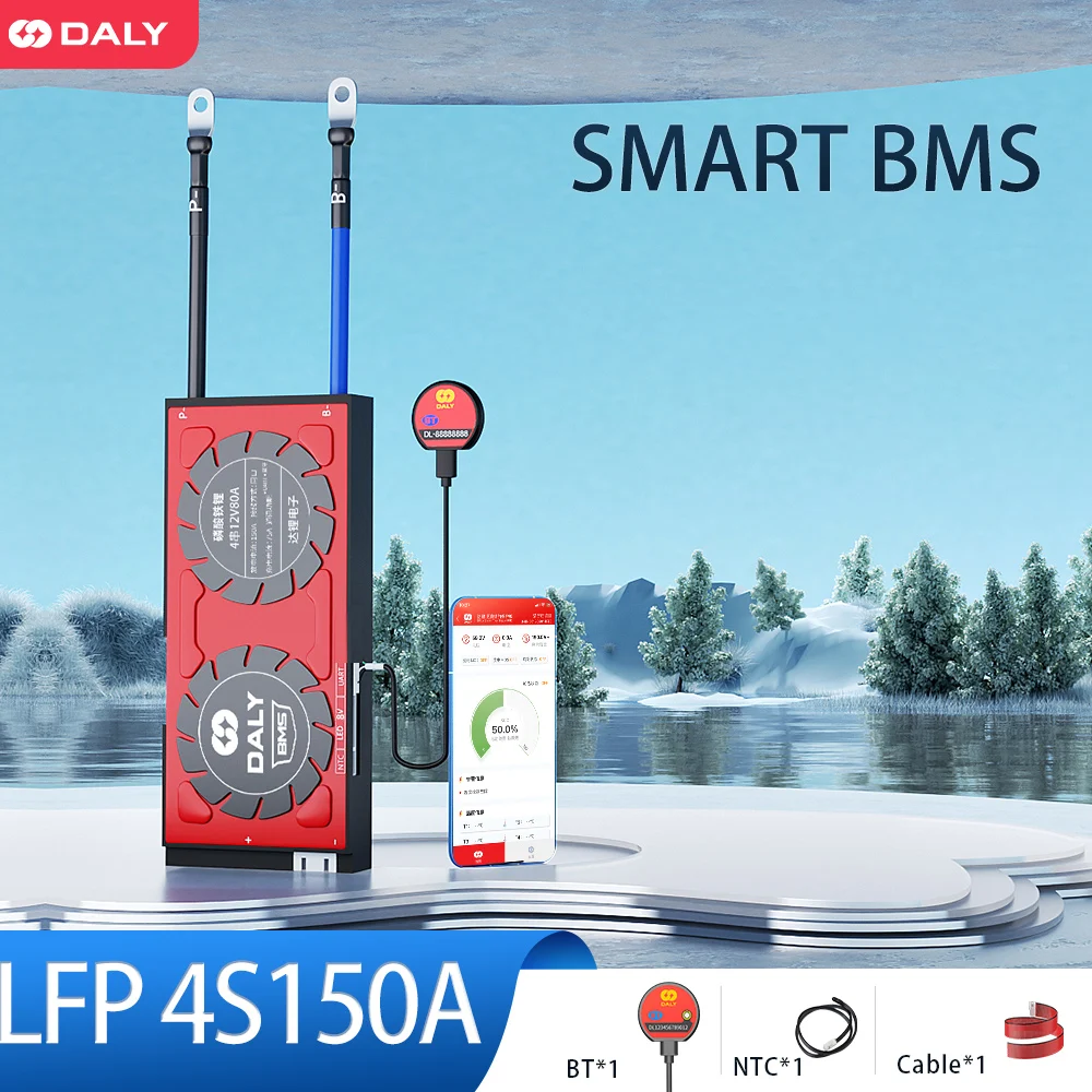Daly Smart BMS LiFePo4 4S 12V 150A APP BMS Bluetooth UART Port Solar Energy Inverter Power Bank