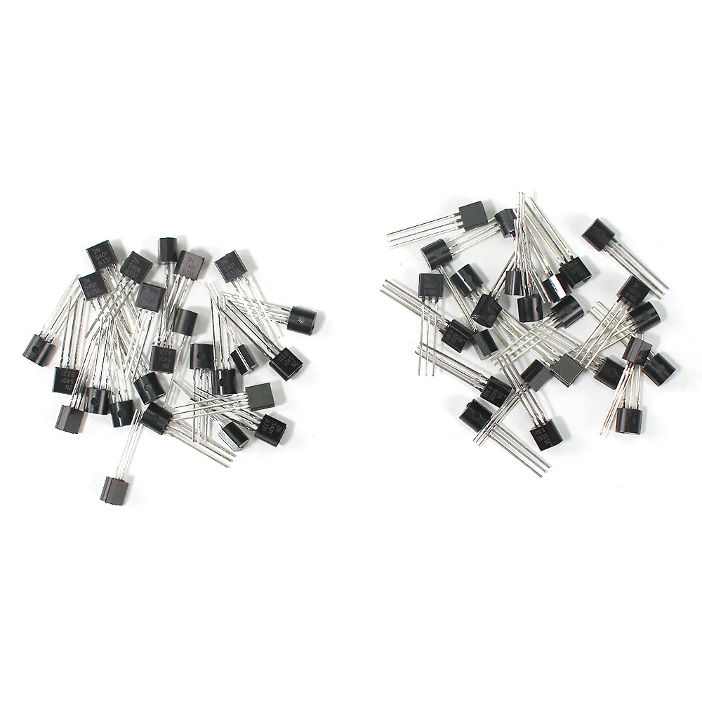 50PCS TO-92 Bipolar Junction Transistor (BJT) Kit: 2N5551 and 2N5401 NPN Switching Transistors