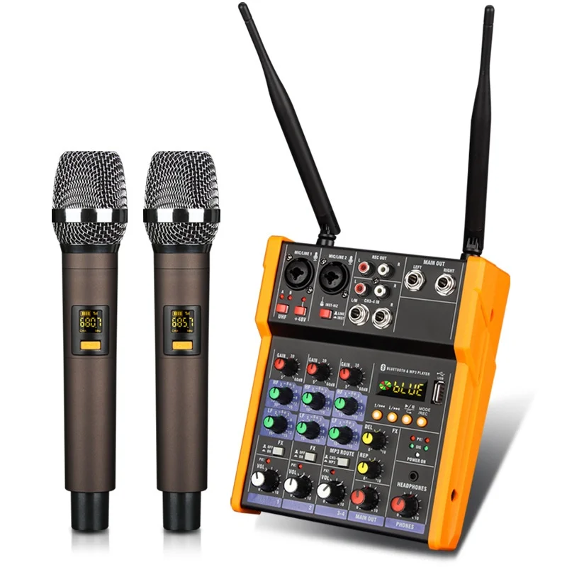 2026 4-channel Mixing Console Home Performance Effects Device For Wireless Microphone Computer Live Streaming Karaoke