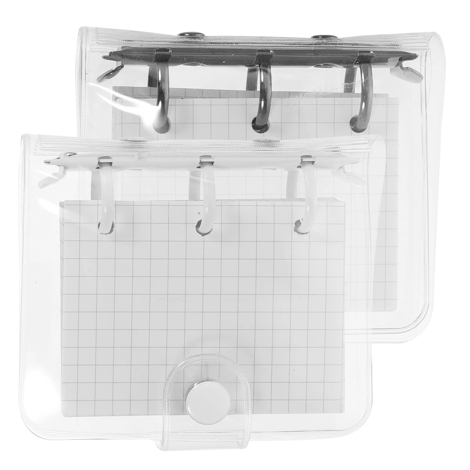 2 Sets Double Button Loose-leaf Notebook Mini Binder Scrapbook Student Notebooks