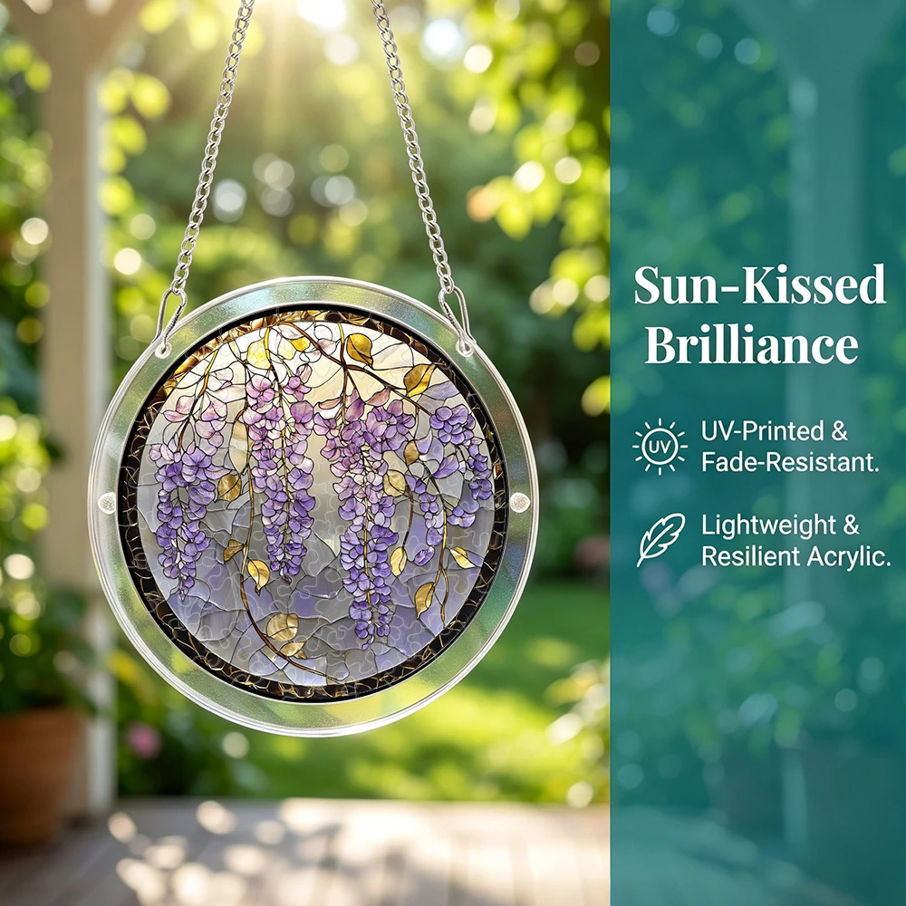 1Pc 3-Layer Acrylic Puzzle Suncatcher Window Hanging, Splicable DIY Interlocking Art Ornament with Hook Chain, Home Decor Gift