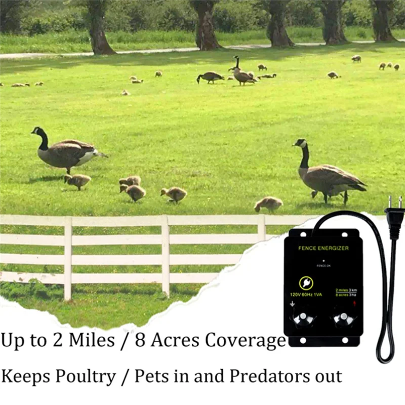 AF89-Para energizador de cerca elétrica Briidea evitando animais selvagens intrusão tensão de saída 5000 V 0.1Joule US Plug