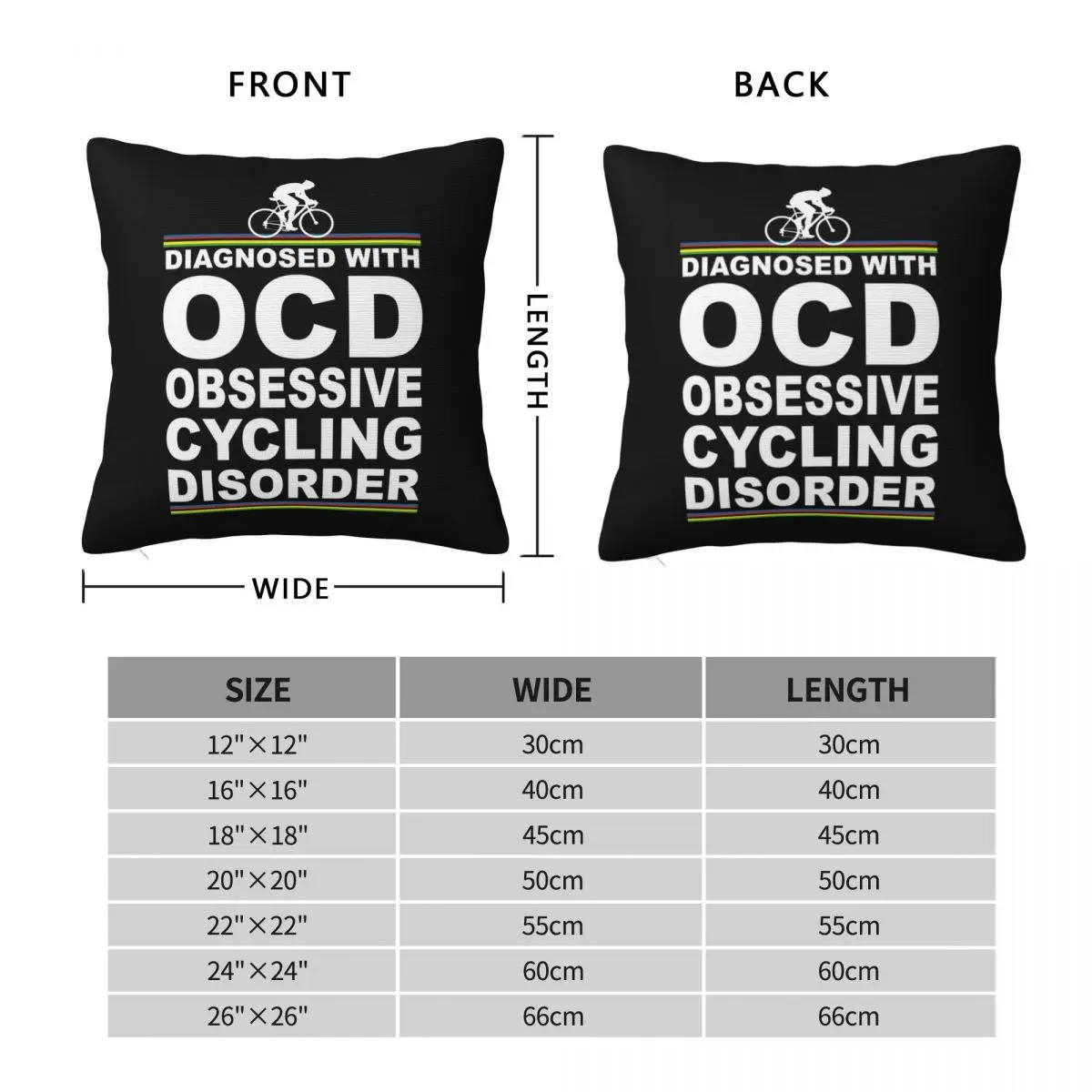 Obsessive Cycling Disorder Square Pillowcase Polyester Linen Velvet Creative Zip Decor Car Cushion Cover