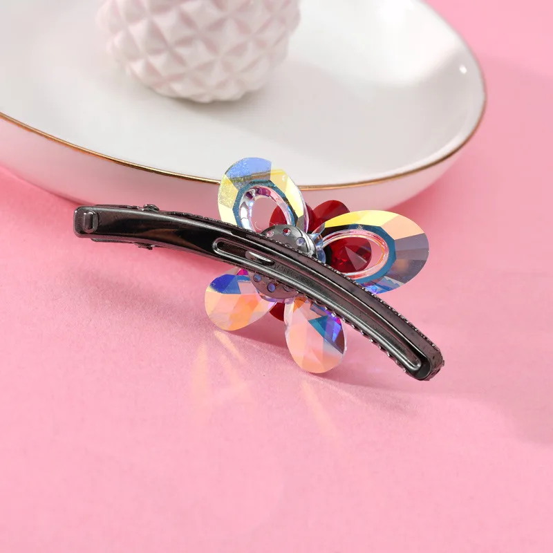 Butterfly shaped crystal bending duckbill clip side clip bang clip hairpin headdress hair bang contracted trumpet