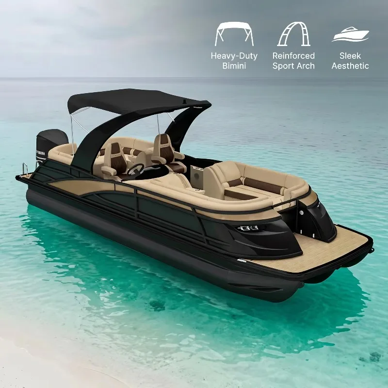 2027 Versatile Aluminum Luxury Pontoon Boat With Motor for Family Cruising Leisure Water Activities and Group Recreation