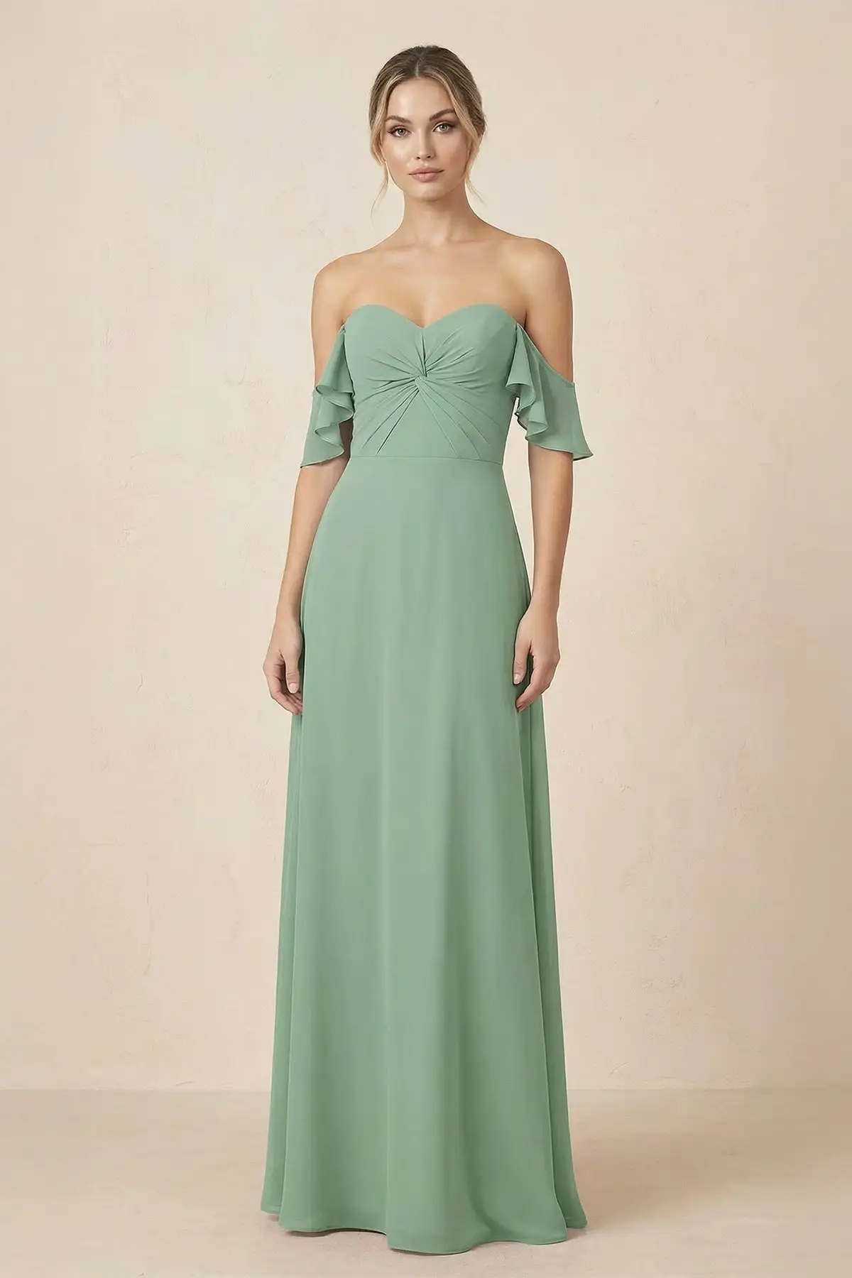 Off-the-Shoulder A-Line Chiffon Ruched Long Bridesmaid Dress Elegant Dress Women for Wedding Party Ball Gown Evening Dresses