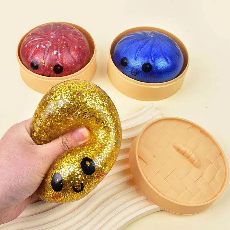 2026 Glitter Dumpling with Box Squishy Sensory Squeeze Toy Dumplings Slow Rising Anti Stress Reliever Sensory Decompression Gift