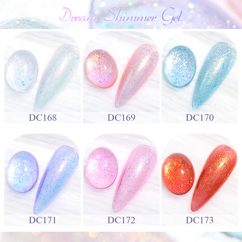 Mtssii Dream Color Glitter Nail Gel Polish 7ml Shimmer Pearlescent Gel Coat Function Glitter Soak Off Nail Art UV Gel Varnish