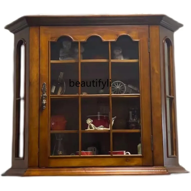 Spot Goods Antique Grade Closet Tea Cup Cabinet Hand-Made Display Cabinet Engraved Retro Doll Cabinet Showcase furniture