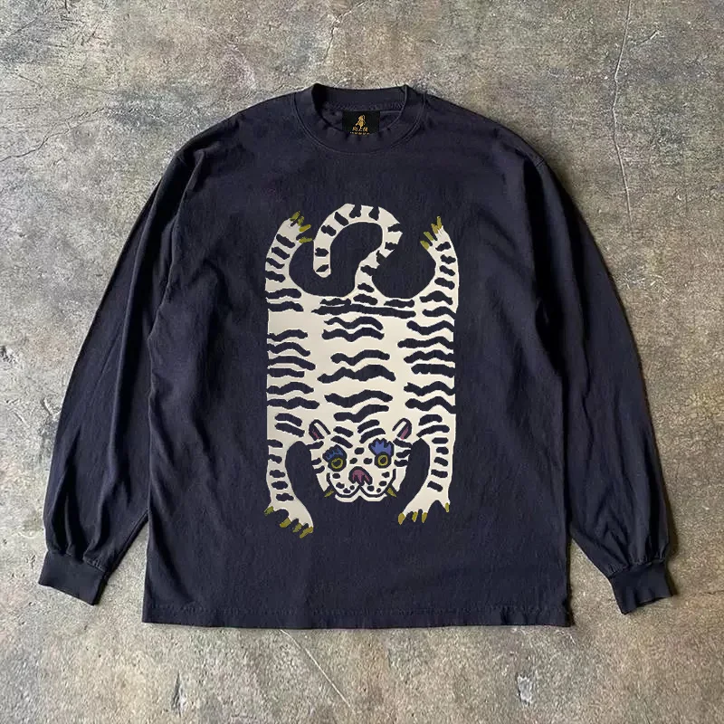 Long Sleeve 310 Pure Cotton Men's T-Shirt Upward Hero Non-Light American Style Couple's T-Shirt Youth Loose Fit Printed Tee