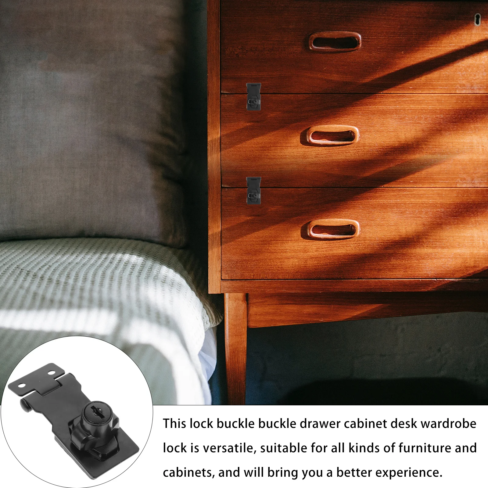 

1Set Zinc Alloy Cabinet Buckle Lock Safe Lock Practical Use for Furniture Doors Scientific Design Durable Glass Door Latch