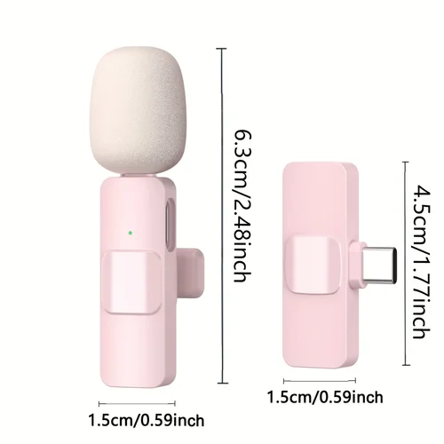 Imagen 2 del producto Micrófono Lavalier inalámbrico para teléfonos inteligentes tipo C, mini micrófono para Vlogging, TikTok, vídeos de Facebook, micrófonos, grabación de Audio