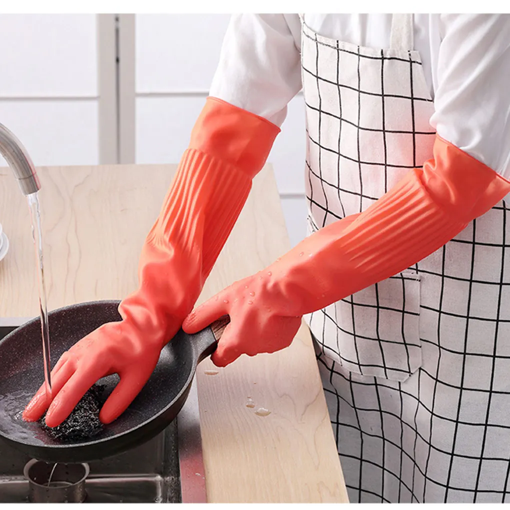 45/55cm Latex Long Gloves Aquarium Fish Tank Industrial Thick Protective Gauntlets Waterproof Rubber Latex Dishwashing Gloves