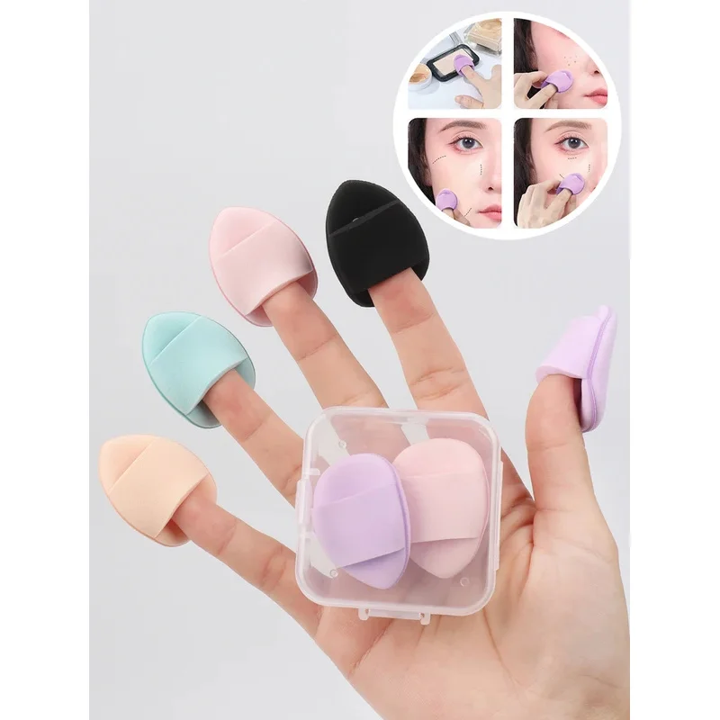 Juego de 5 Mini base de esponja para dedos, pequeño cojín de aire, esponja en polvo, corrector facial, crema Bb, aplicador cosmético, herramientas de maquillaje