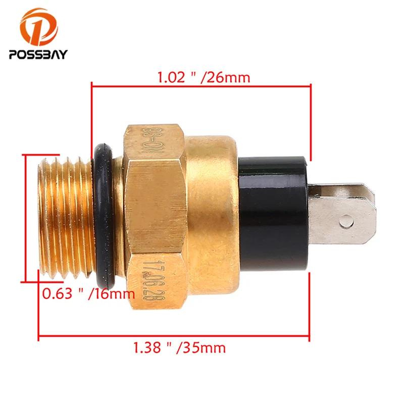 POSSBAY M16/16mm Motorcycle Radiator Cooling Fan Thermo Switch Sensor for Benelli Cafe Racer Motocross Accessories