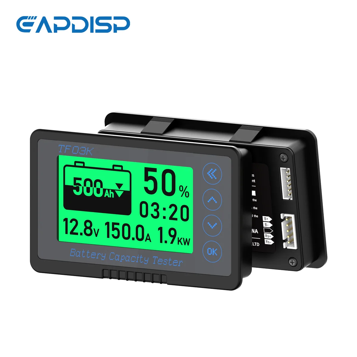 TF03KH 500A Battery Monitor With Shunt For 8V-120V Battery Pack For RV Golf Cart Solar Panel Scooter With LCD Backlight Screen