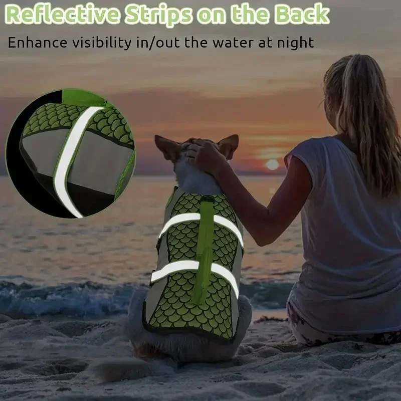 Shark Dog Life Jacket Enhanced Buoyancy Small Dogs Swimming Clothes Safety Vest with Handle for Medium Large Dogs Surfing