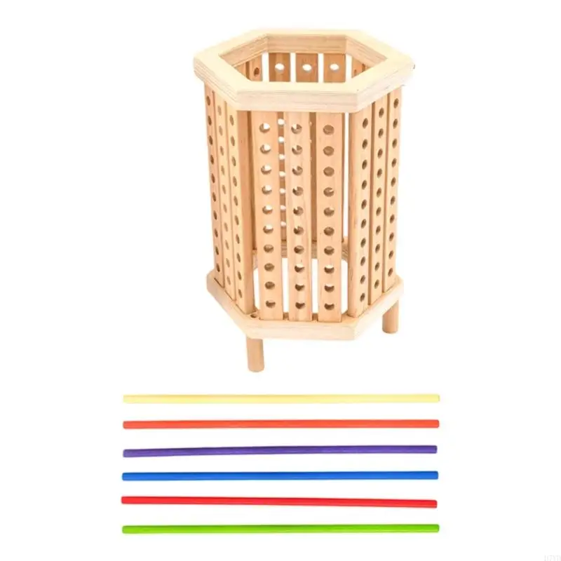 D7YD Educational Hexagon Stapelblöcke Holz farbenfrohes Spielzeug für Kinder Vorschulalter, um Farbenformen und Stabilität zu
