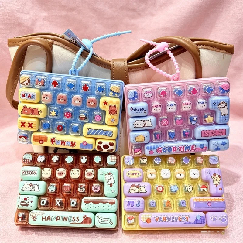 26Grid Keycap Clicker Anti Stress Fidget/* Keyboard Keychain Decompression Button Cartoon Hand Relax Party Favor Gift 26구 키캡 키링