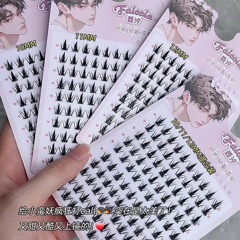 Grote Ogen Manga Valse Wimper Enkele Cluster Natuurlijke Kleine Duivel Wimper Extensie Zachte Simulatie Wimper Make-Up Tool Herbruikbaar