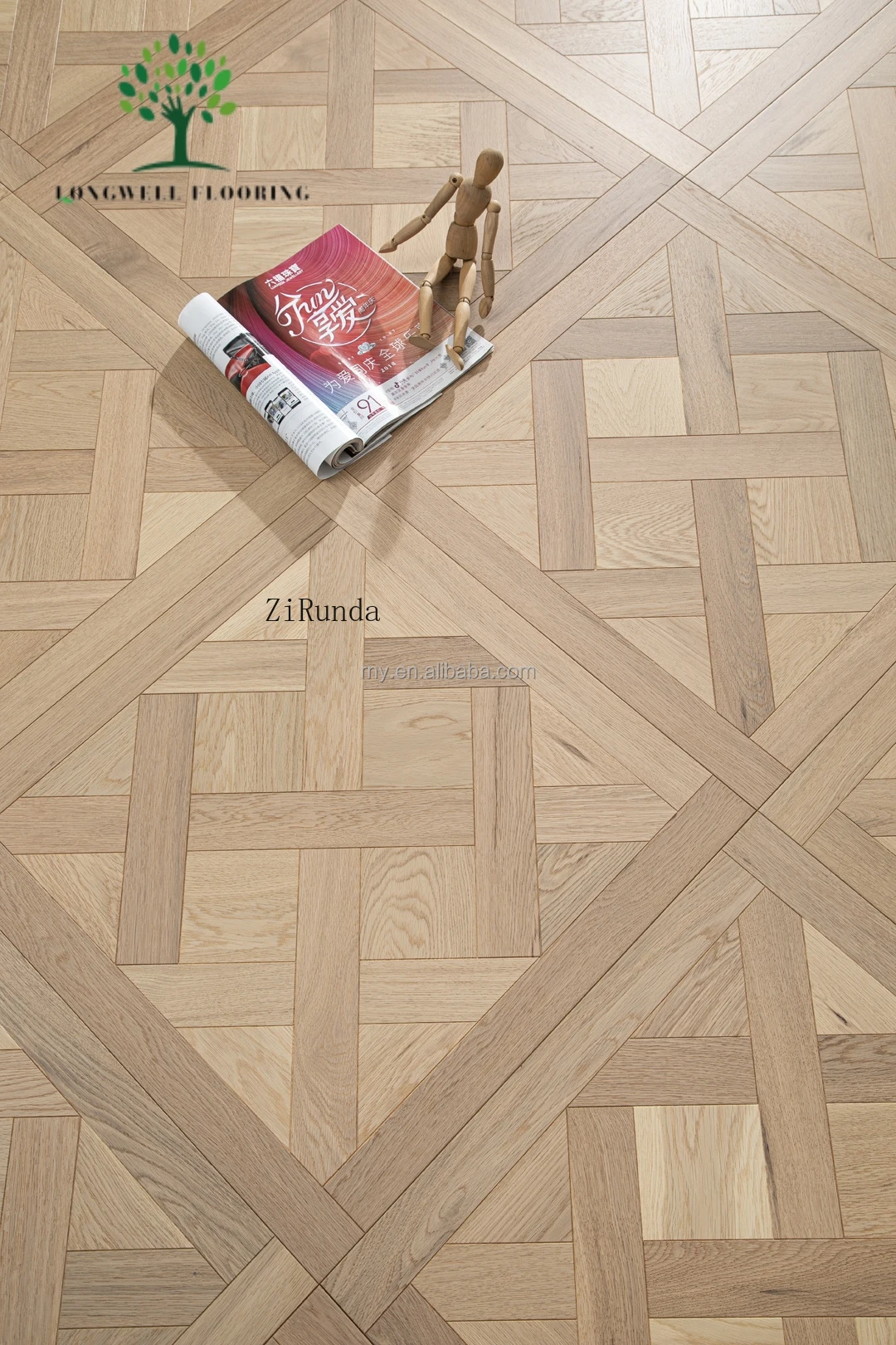 نسخة مخصصة كبيرة الحجم 1000x1000 مللي متر أرضية من خشب البلوط الأبيض لغرفة المعيشة