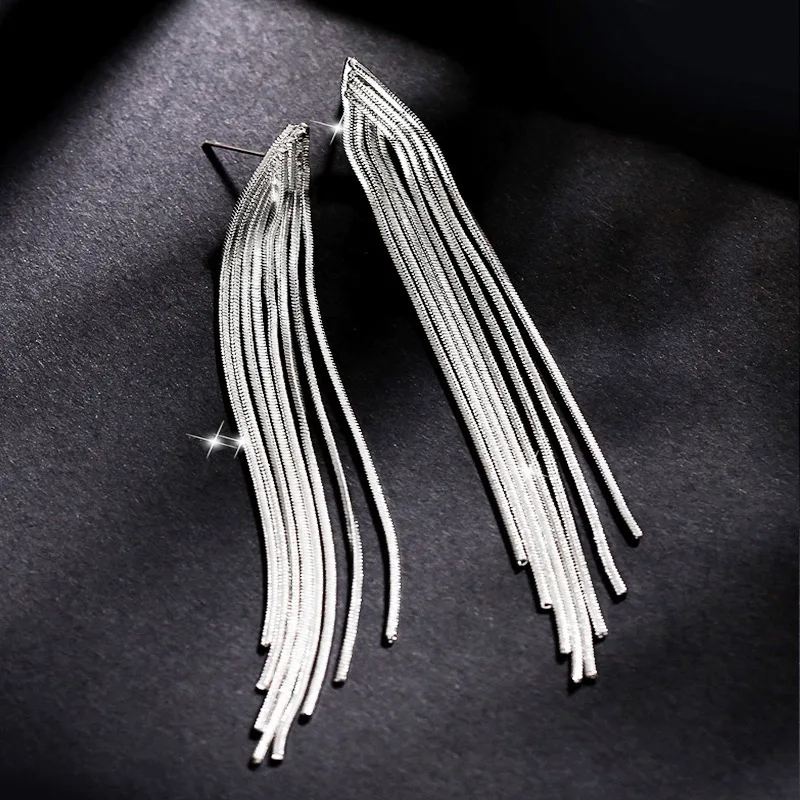 

Vintage Long Metal Chain Tassel Clip on Earrings 2022 Bohemian Geometric Delicate Tassel earrings for Women Party Jewelry Gift