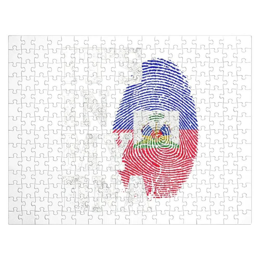 

Haiti It's In My DNA Отпечаток пальца Гаитянский флаг Гордость Пазл Персонализированный подарок с фотографией Персонализированная детская игрушка-головоломка