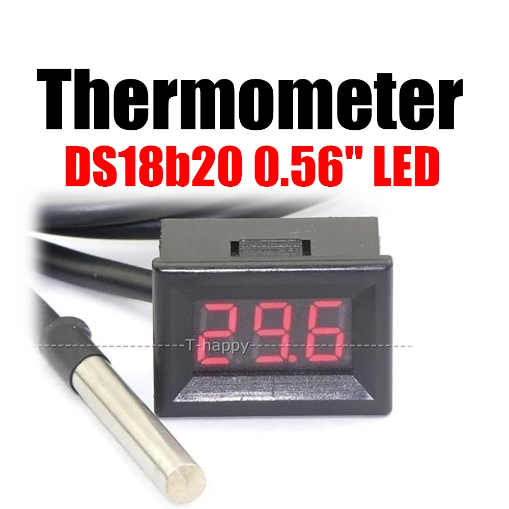 Termómetro Digital LED DS18b20, temperatura de 0,56 pulgadas, 12V, 24V, para pecera de coche